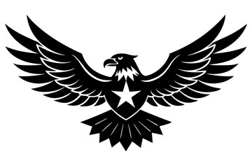 Obraz premium Patriotic Eagle vector silhouette on white background