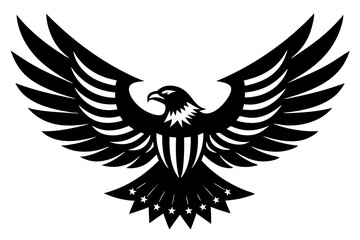 Patriotic Eagle vector silhouette on white background