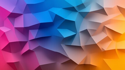 Fototapeta premium A colorful abstract background with a lot of triangles. The colors are blue, pink, yellow, and orange