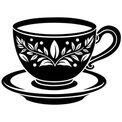 hand drawn tea cup vector silhouette 