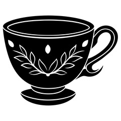 hand drawn tea cup vector silhouette 