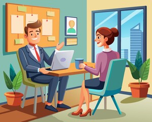 Fototapeta premium Professional Job Interview Vector Illustration