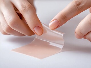 person using a silicone gel sheet on a scar