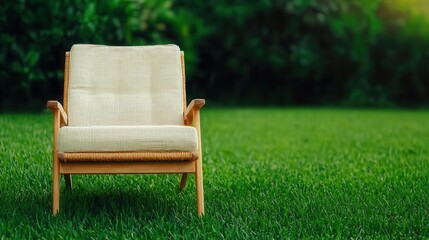 Closeup of a comfortable lawn chair, empty and inviting, Labor Day retreat