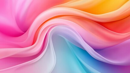 Fototapeta premium A colorful piece of fabric with a rainbow pattern. The colors are bright and vibrant, creating a sense of energy and excitement. The fabric appears to be made of a soft, flowing material