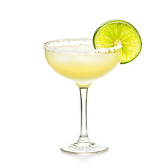 Margarita cocktail with lime isolated on white background