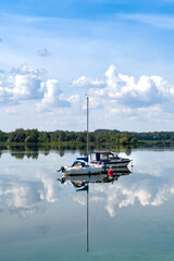 A beautiful day at the boat dock on the river Daugava