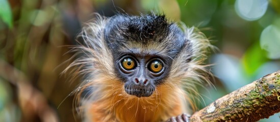 Fototapeta premium Close-up Portrait of a Golden-mantled Tamarin