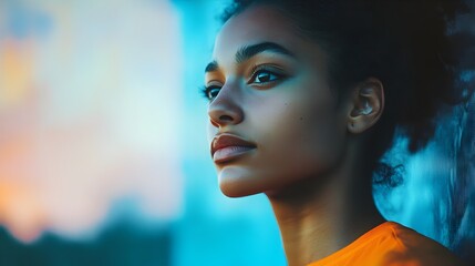 Captivating Silhouette of a Digitally-Rendered Female Portrait in Moody Lighting