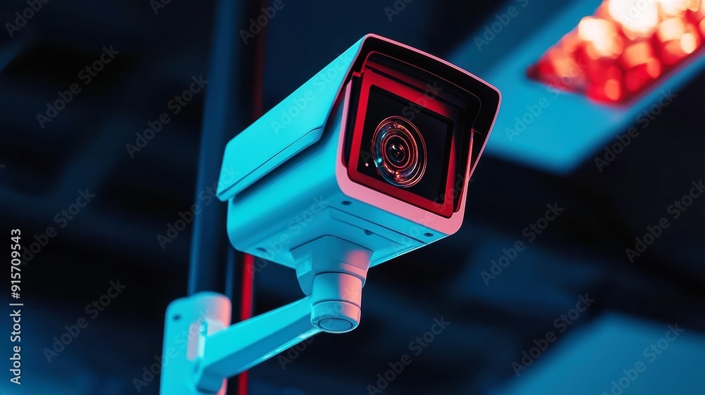Poster cctv security system with motion detection and face recognition, advanced surveillance technology, d