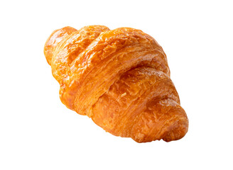 Side view of brown or golden croissant isolated in png file format