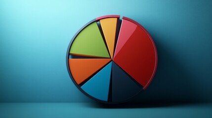 Obraz premium A dynamic pie chart with various segments and clear percentages, illustrating market share distribution.