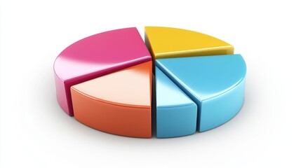 A dynamic pie chart with various segments and clear percentages, illustrating market share distribution.