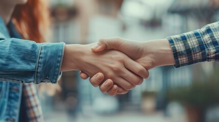 Close-up of a Handshake Between Two People