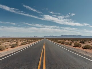 Endless Road Through Desert Landscape