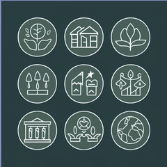 ESG Icon editable stroke outline icons set. Environment, social, governance, sustain, development, achievement, earth and ecological. Vector