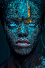 Portrait d'homme africain entre l'humain et la technologie