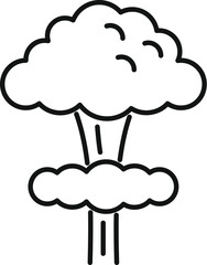 Nuclear explosion mushroom cloud growing expanding danger icon