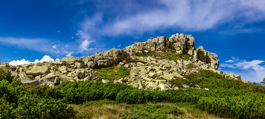 Beautiful mountain landscape of Karkonosze in summer. Giant Mountains.