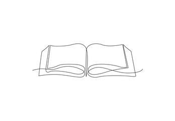 Single line drawing of  book. Continues one line design of Reading book, open book line art vector illustration.