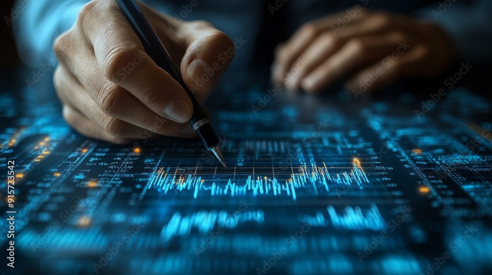 Aufkleber a person is writing on a computer screen with a pen