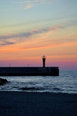 Colourful sunset on the sea coast of the Baltic sea.