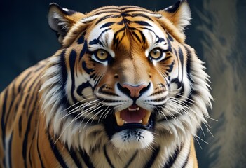 Ferocious tiger in studio with different colour of  backgrounds
