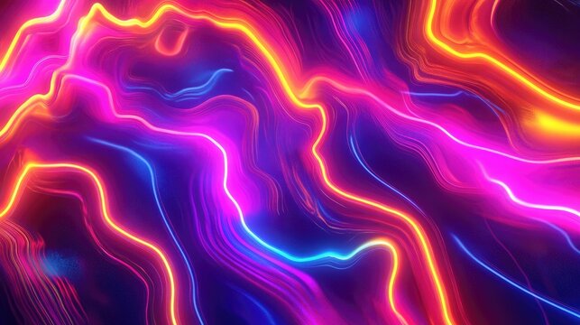 Vibrant neon lights pulsating in abstract patterns