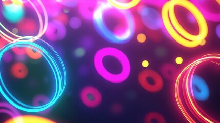 Vibrant neon lights pulsating in abstract patterns