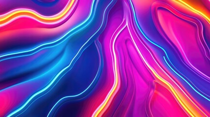 Vibrant neon lights pulsating in abstract patterns