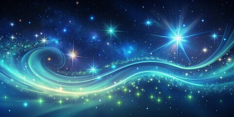 Fototapeta premium Infinite loop of twinkling stars and swirling aurora borealis on a midnight blue background, perfect for wallpapers, textures, and celestial designs.