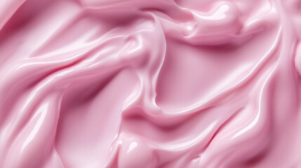 Obraz premium Creamy pastel pink texture with smooth, flowing patterns resembling whipped cream or moisturizer
