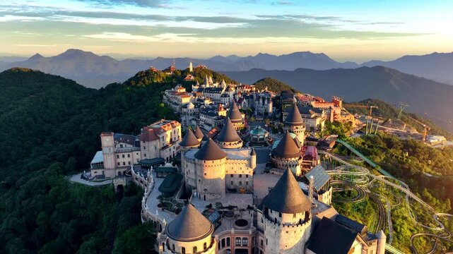 Aerial view of French village at Bana hills, Da nang, Vietnam.
