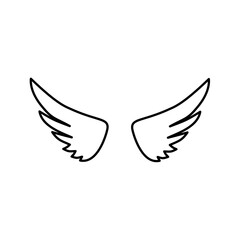 Wings icons. Black wings icons. Bird wings, angel wings elements. Vector illustration