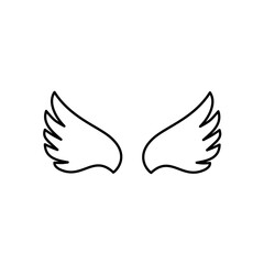 Wings icons. Black wings icons. Bird wings, angel wings elements. Vector illustration