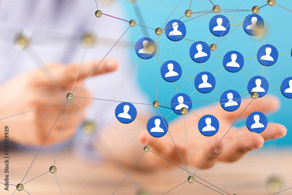 Leinwandbilder Global network. Blockchain. 3D illustration. Neural networks and artificial intelligence. Abstract