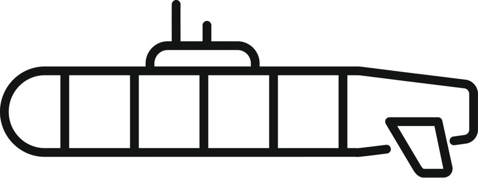 recommend clip art: Line drawing of a submarine floating in the ocean, using its sonar system to navigate the depths