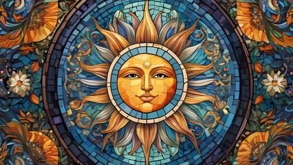 Obraz premium Mosaic art design with the theme of the beauty of the Sun