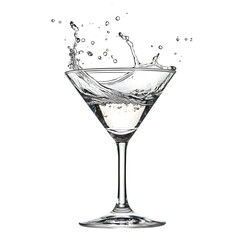 Martini cocktail Glass with splash isolated on white background