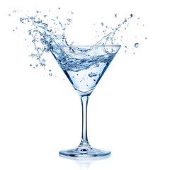 Martini cocktail Glass with splash isolated on white background