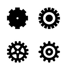 Gear wheels set in black on a transparent background