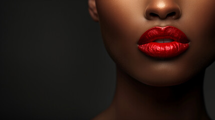 Fototapeta premium Close up red lipstick model