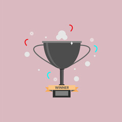 Gold trophy with the name plate of the winner of the competition vector design