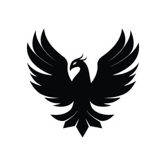 Obraz premium phoenix with open wings, flat curvy design, rounded shapes vector logo style white background, phoenix birds logo design, phoenix bird vector logo icon illustration clipart