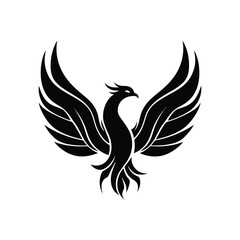 Fototapeta premium phoenix with open wings, flat curvy design, rounded shapes vector logo style white background, phoenix birds logo design, phoenix bird vector logo icon illustration clipart