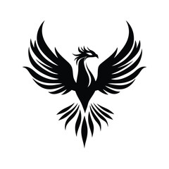 Naklejka premium phoenix with open wings, flat curvy design, rounded shapes vector logo style white background, phoenix birds logo design, phoenix bird vector logo icon illustration clipart