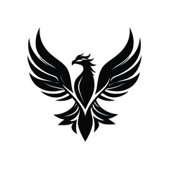 Obraz premium phoenix with open wings, flat curvy design, rounded shapes vector logo style white background, phoenix birds logo design, phoenix bird vector logo icon illustration clipart