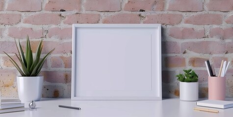sleek modern computer monitor with a blank white screen is placed on an elegant wooden desk