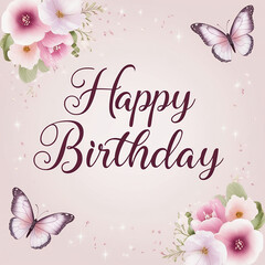 card with flowers and butterflies