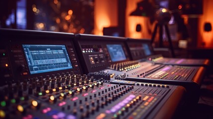 Obraz premium Closeup of Sound Mixing Console